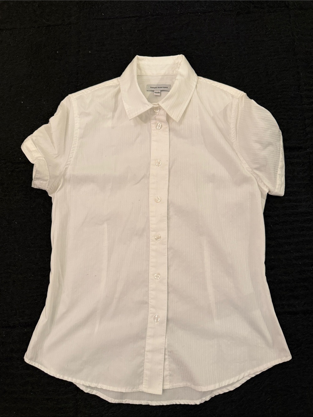 Women's White Short-Sleeve Button Front Blouse